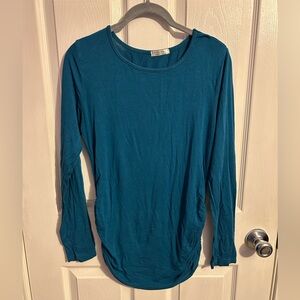 Small teal maternity long sleeve shirt